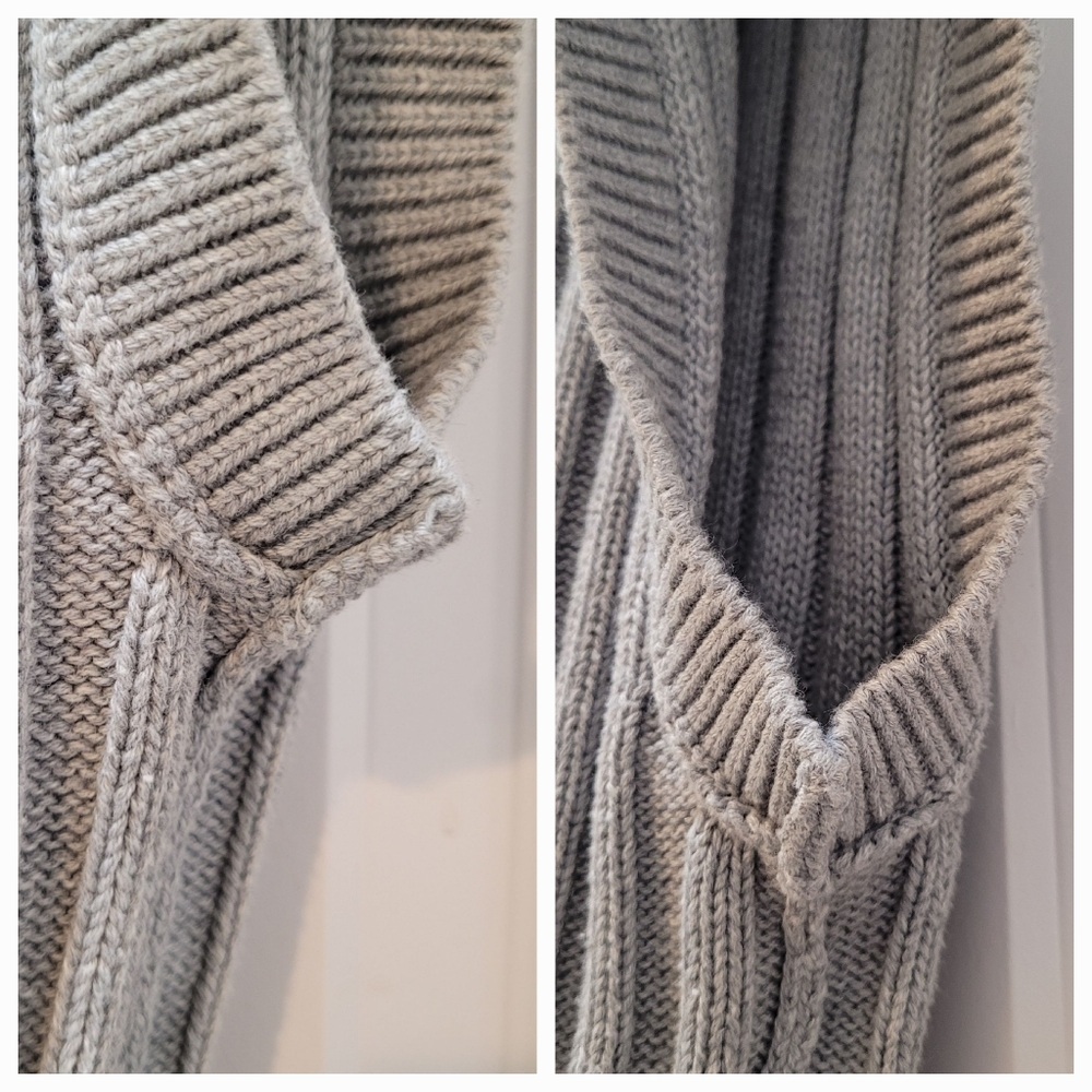 GAP 100% Cotton Dolman Rib V-Neck Sweater Vest, Heather Light Gray - Picture 13 of 14